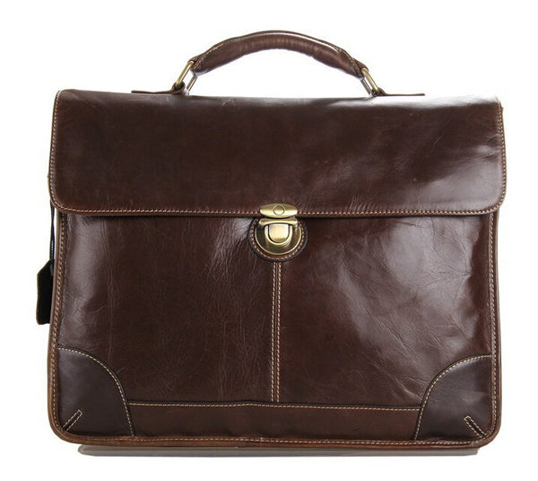 Classic Businessman Solid Brown Briefcase Messenger