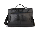 Vintage Roomy Solid Black Briefcase Messenger