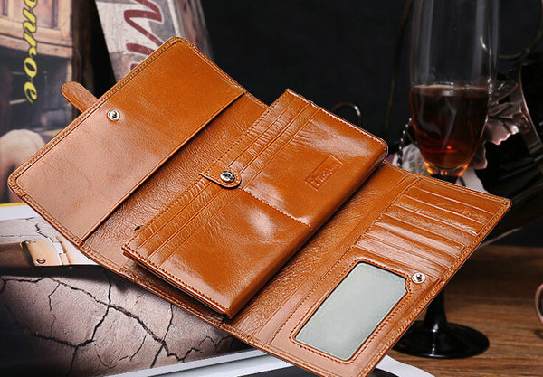 Fashion Brown Solid Long Size Wallet