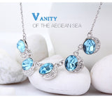 NLFA052 Fancy Blue Well Link Pendant Necklace