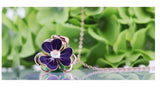 NLFA015 Charm Three Clovers Flower Lotus Pendant Necklace