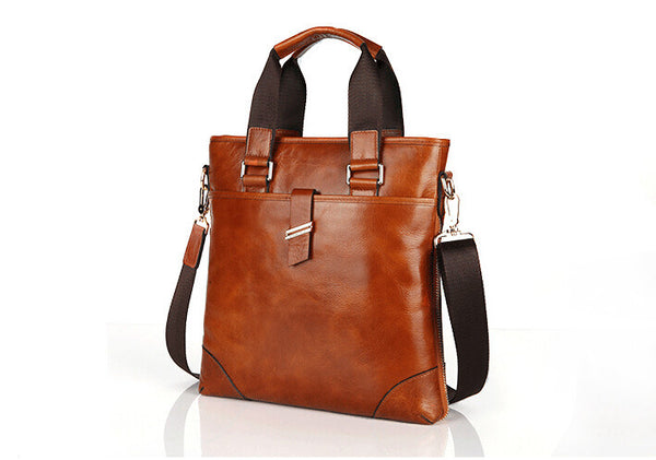 Vintage Durable Roomy Solid Brown Messenger