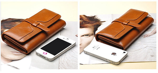 Fashion Brown Solid Long Size Wallet