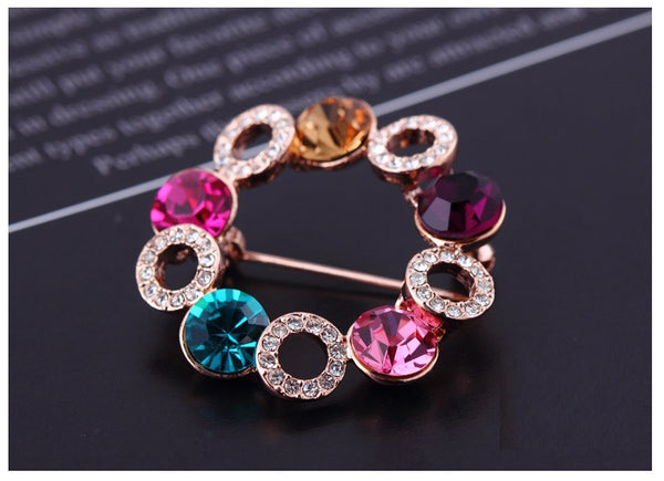 JRFBC002 Fashion Charm Flower Circle Brooch
