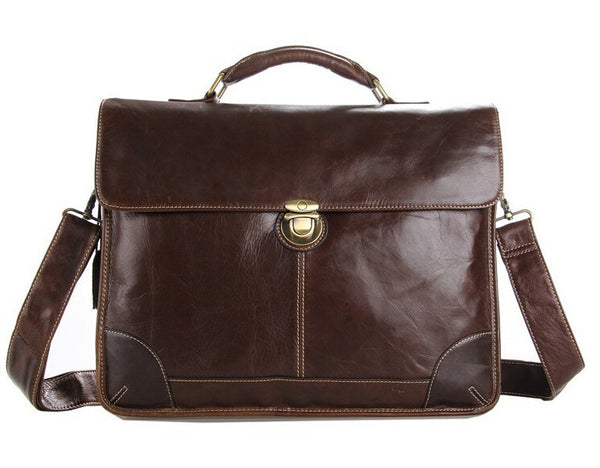 Classic Businessman Solid Brown Briefcase Messenger