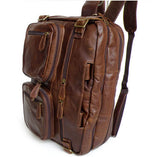 Vintage Durable Solid Brown Backpack Briefcase Messenger