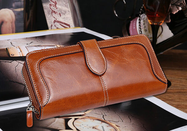 Fashion Solid Long Size Brown Wallet