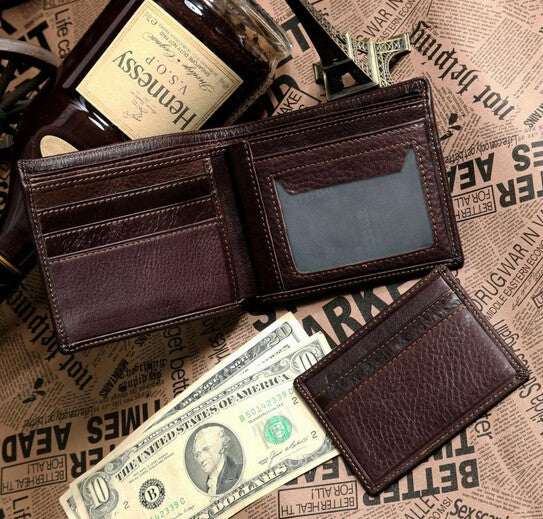 Classical Durable Three Sizes Solid Coffee Men Wallets