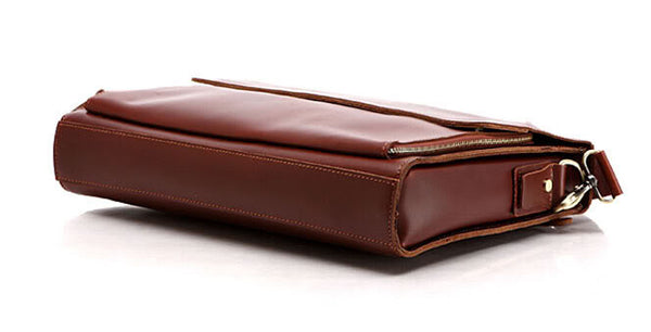 Fashion Office Boy Solid Brown Briefcase Messenger