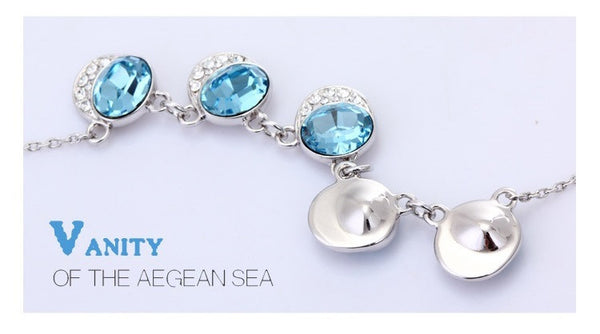 NLFA052 Fancy Blue Well Link Pendant Necklace