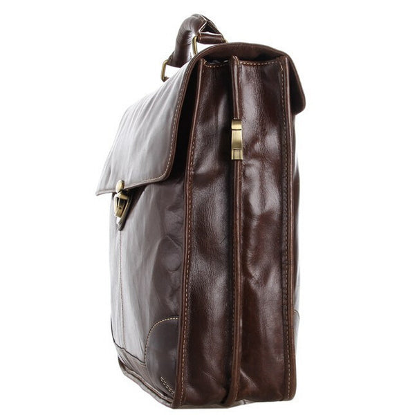 Classic Businessman Solid Brown Briefcase Messenger