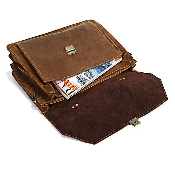 Classical Hero Solid Brown Briefcase Messenger