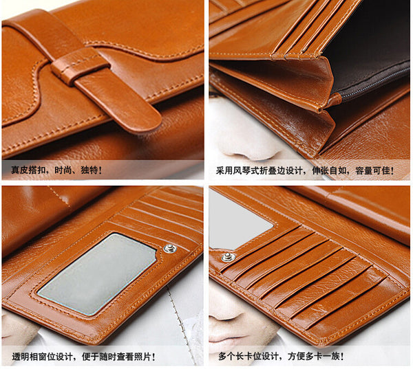 Fashion Brown Solid Long Size Wallet