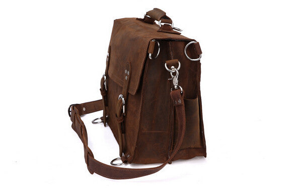 Roomy Durable Solid Brown Briefcase Messenger