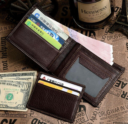 Classical Durable Three Sizes Solid Coffee Men Wallets