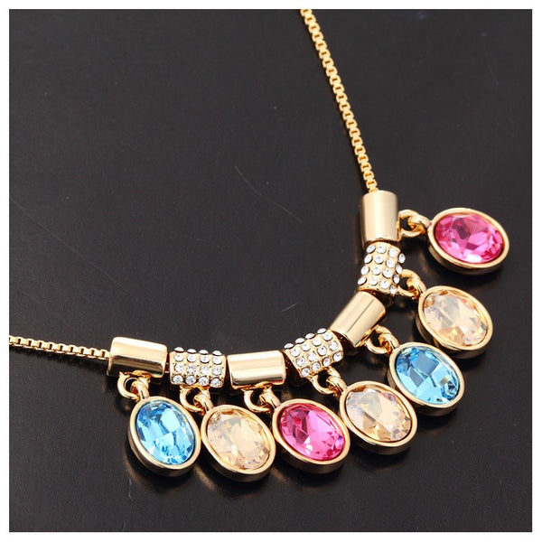NLFA086 Fancy Linked Water Drops Pendant Necklace