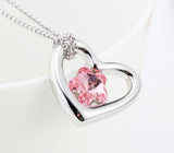 NLFA219 Charm Flower In the Heart  Pendant Necklace