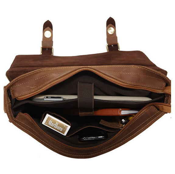 Classic Solid Brown Briefcase Messenger