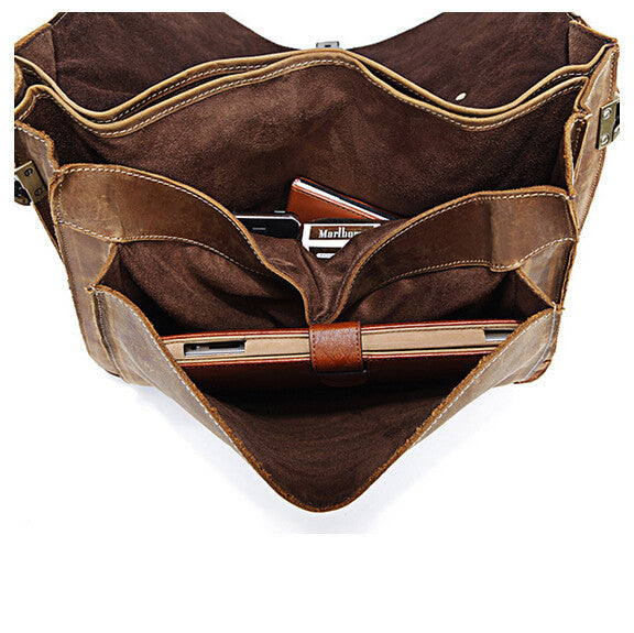 Classical Hero Solid Brown Briefcase Messenger