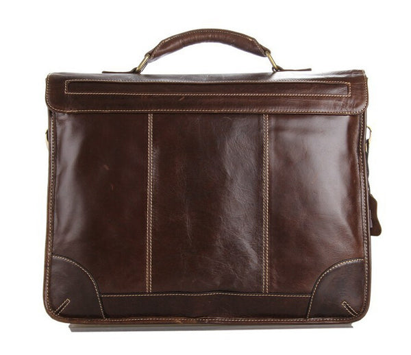 Classic Businessman Solid Brown Briefcase Messenger