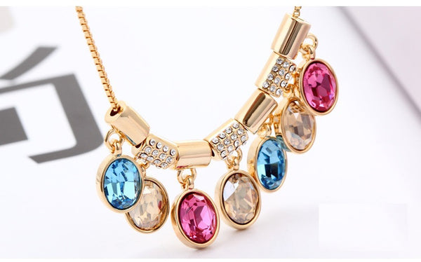 NLFA086 Fancy Linked Water Drops Pendant Necklace