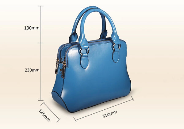 Charm Princess Solid Double Top Zippers Tote Bag