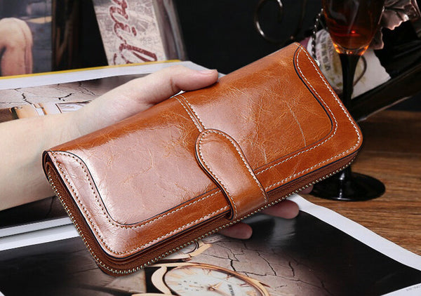Fashion Solid Long Size Brown Wallet