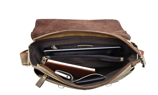 Classic Durable Solid Brown Messenger Briefcase