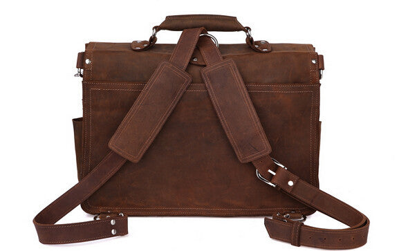 Roomy Durable Solid Brown Briefcase Messenger