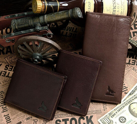 Classical Durable Three Sizes Solid Coffee Men Wallets