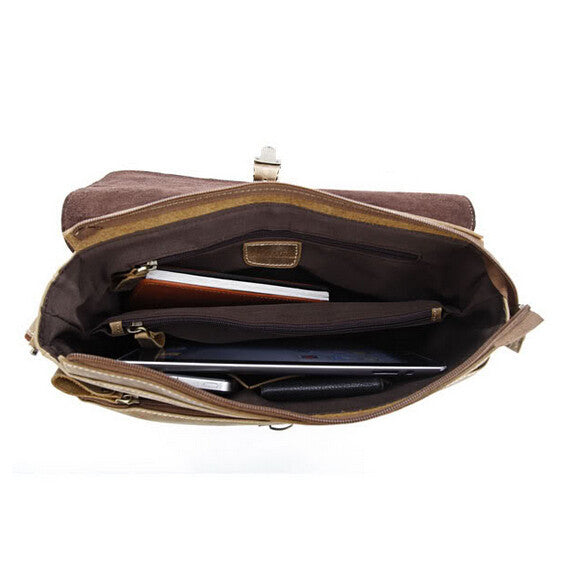 Vintage School Life Solid Brown Briefcase Messenger