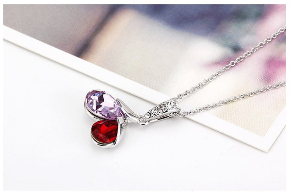 NLFA102 Fashion Double Linked Water Drops Pendant Necklace