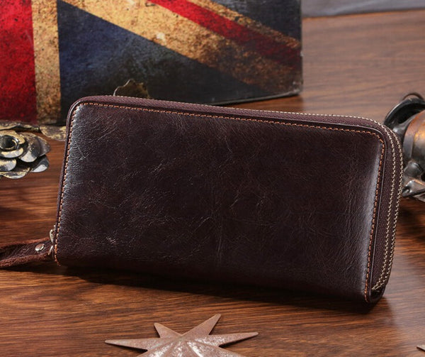Fashion Roomy Solid Coffee Brown Wristlet Wallet