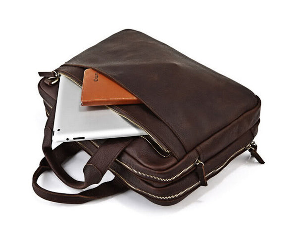 Classic Lawyer Favorite Solid Brown Briefcase Messenger