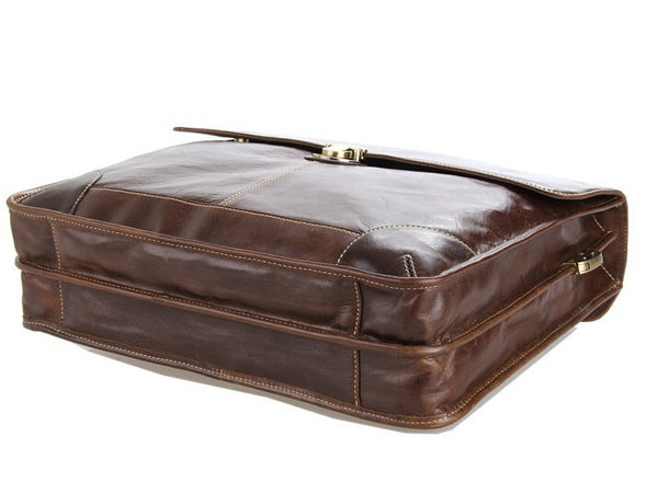 Classic Businessman Solid Brown Briefcase Messenger