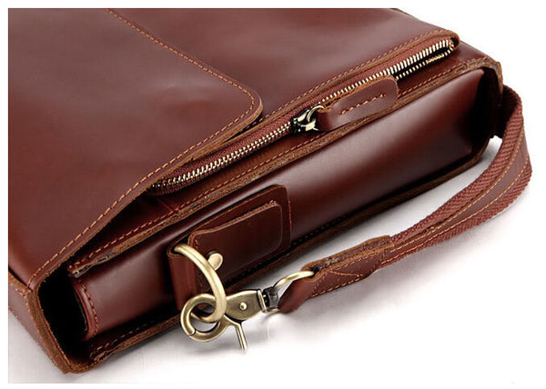 Fashion Office Boy Solid Brown Briefcase Messenger