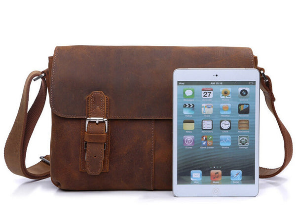 Classic Durable Solid Brown Messenger Briefcase