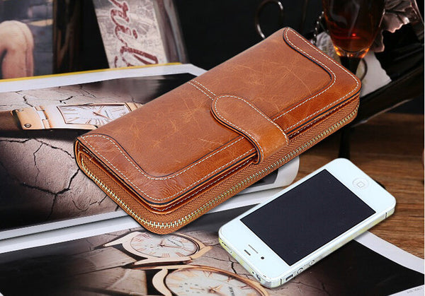 Fashion Solid Long Size Brown Wallet