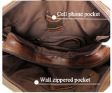 Vintage Durable Solid Brown Backpack Briefcase Messenger