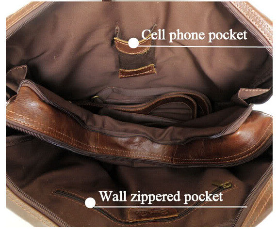 Vintage Durable Solid Brown Backpack Briefcase Messenger