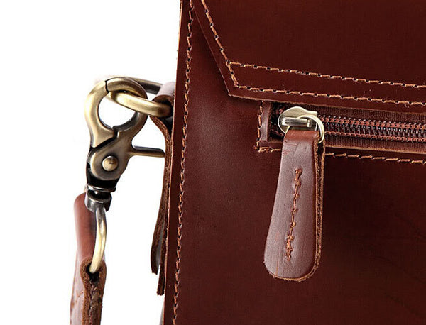 Fashion Office Boy Solid Brown Briefcase Messenger