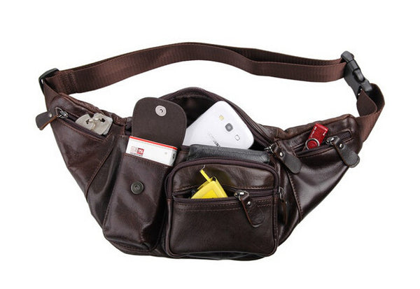 Classic Roomy Solid Coffee Waist Bag