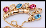 NLFA086 Fancy Linked Water Drops Pendant Necklace