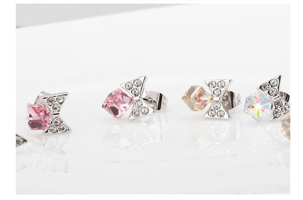 ERFA242 Trendy Charm Butterfly Water Cube Stud Earrings