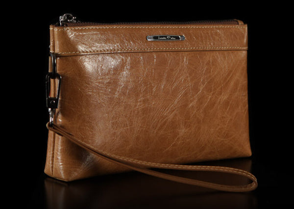 Casual Durable Waxy Leather Wristlet Wallet