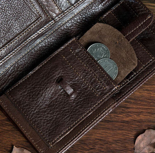 Classic Solid Coffee Long Wallet