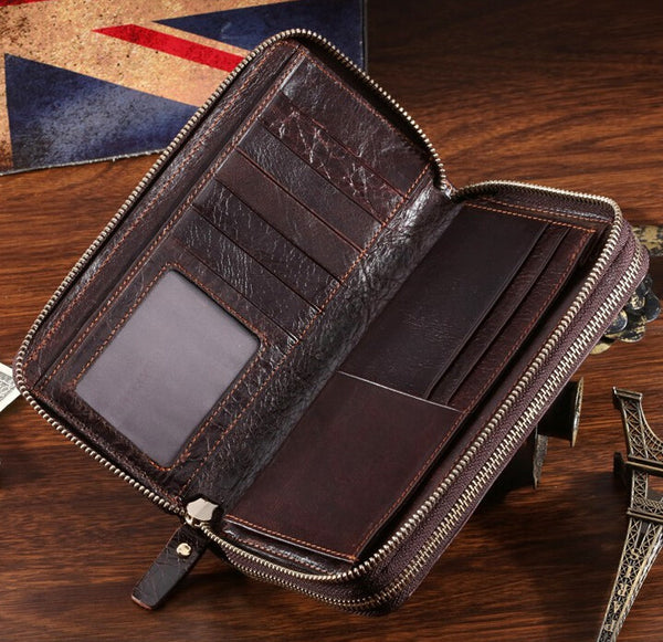 Fashion Roomy Solid Coffee Brown Wristlet Wallet