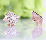 ERFA017 Trendy Charm Rectangular Fan Stud Earrings