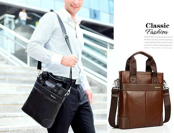 Charm Durable Solid Brown Briefcase Messenger