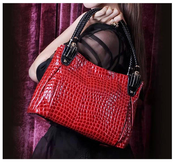 Crocodile Grain European Style Mesh Tote Bag